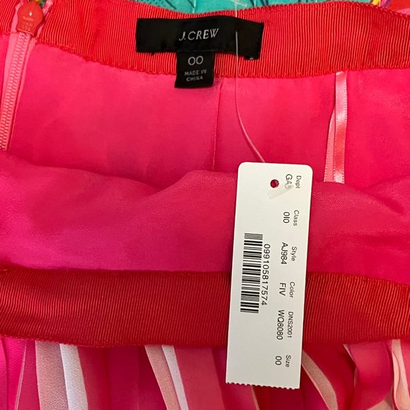 J. Crew Peekaboo Stripe Pleated Skirt in Pink and White (NWT) - Picture 5 of 8